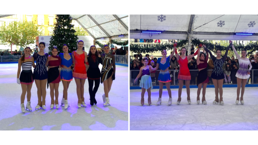 Exhibición de patinaje artístico en la Plaza del Castillo